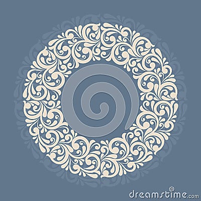 Round floral frame. Vector Illustration