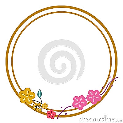 Round floral frames. flower japan style. Illustration. Frames, Circles Stock Photo