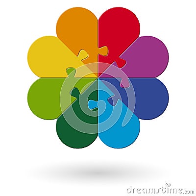 round flower puzzle colored Vector Illustration