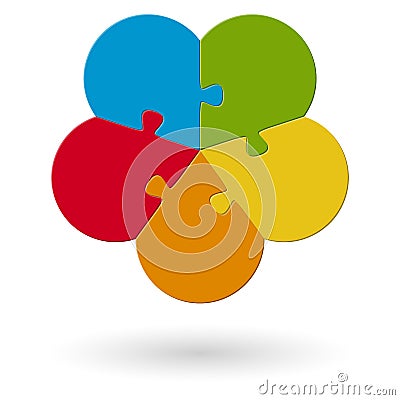 round flower puzzle colored Vector Illustration