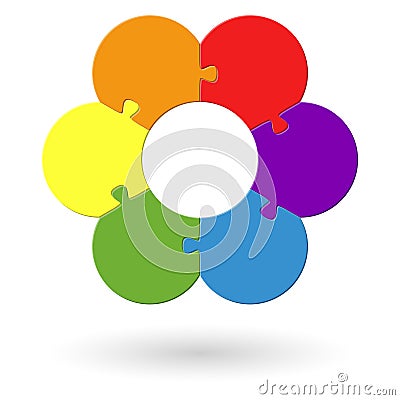 round flower puzzle colored Vector Illustration