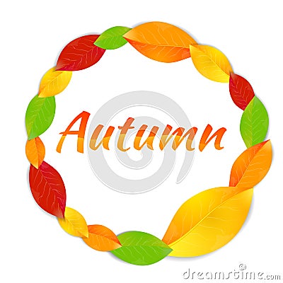 Round frame with autumn leaves Vector Illustration