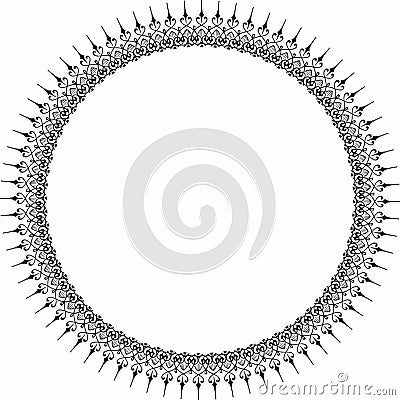 Round frame. Circle Ornamental decorative frame with openwork floral element Vector Illustration