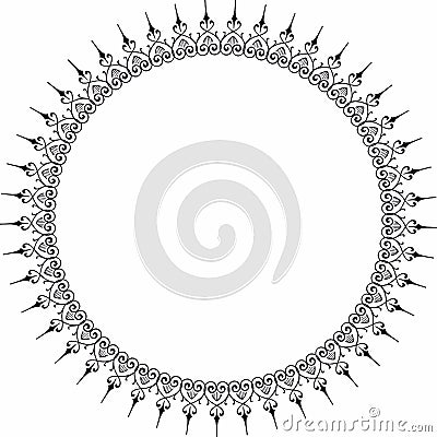 Round frame. Circle Ornamental decorative frame with openwork floral element Vector Illustration