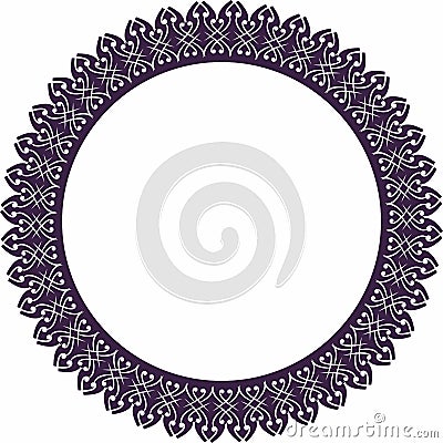 Round frame. Circle Ornamental decorative frame with openwork floral element Vector Illustration