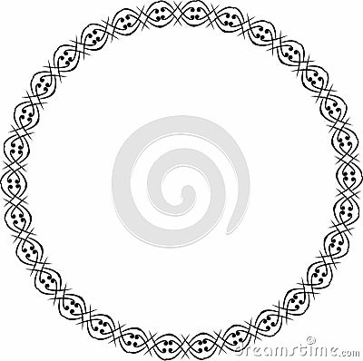 Round frame. Circle Ornamental decorative frame with openwork floral element Vector Illustration