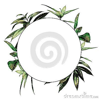 Round frame decorated with leaves Vector Illustration