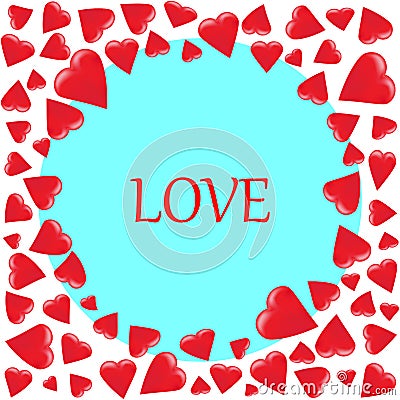 Round frame of different sized hearts Vector Illustration