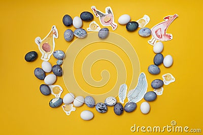 Round frame of Easter eggs Stock Photo