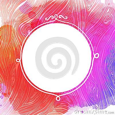 Round frame on lines background. Vector texture with hand drawn ink wavy strokes. Vector Illustration