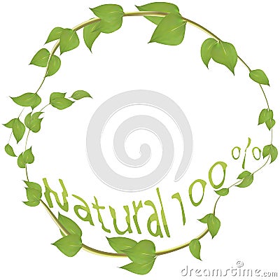 Round frame of branches with leaves Vector eps10. Stock Photo
