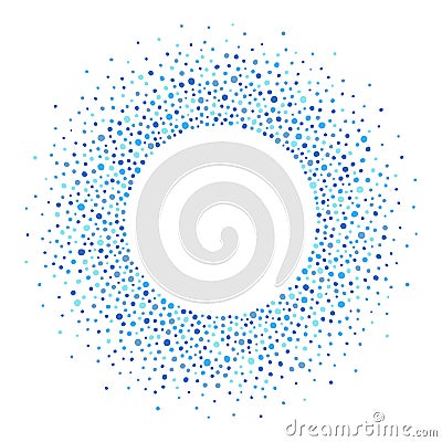 Round frame made of dots or spots, shades of blue Vector Illustration