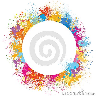 Round frame made of paint stains Vector Illustration