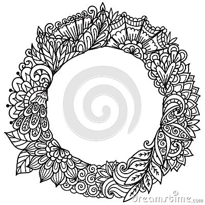 Round frameMandala round frame for printing, engraving or coloring page. Vector illustration Vector Illustration