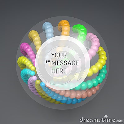 Round Frame with Place for Text. 3D abstract spheres composition Vector Illustration