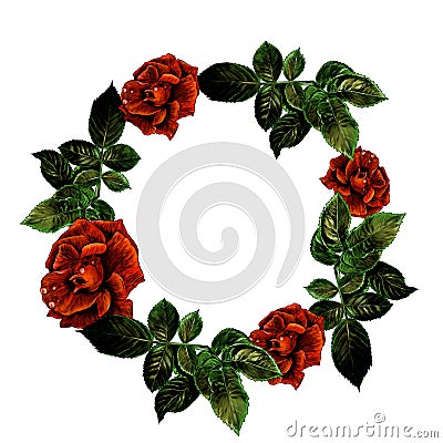 Round frame of roses Vector Illustration