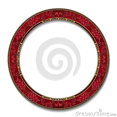 Round frame ruby color with shadow Vector Illustration