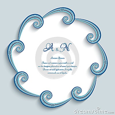 Round frame with swirly paper border Vector Illustration