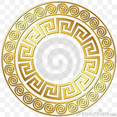 Traditional vintage gold Greek ornament, Meander Vector Illustration