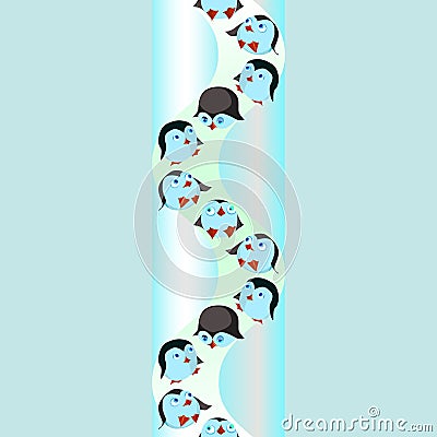 Round and funny penguins sliding Vector Illustration