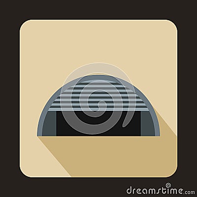 Round garage icon, flat style Vector Illustration