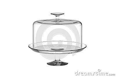 Round glass dessert stand isolated on a white background Stock Photo