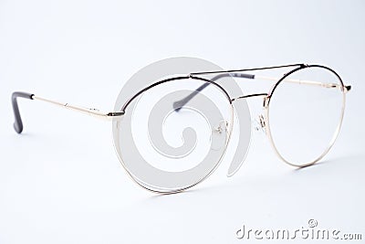 Round glasses for sight on a white background Stock Photo