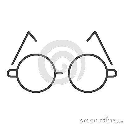 Round glasses thin line icon. Eyeglasses for reading vector illustration isolated on white. Spectacles outline style Vector Illustration