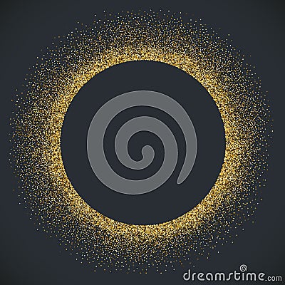 Round gold tinsel frame card design Vector Illustration