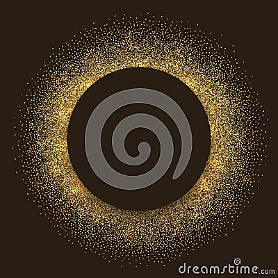 Round gold tinsel frame Vector Illustration