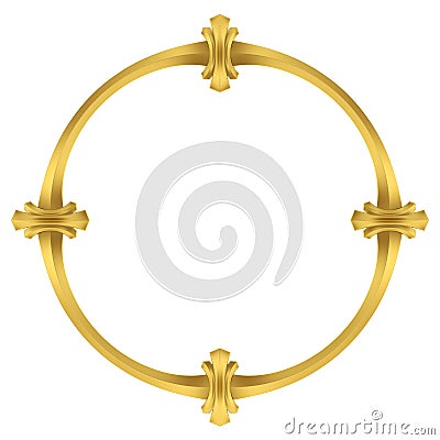 Round golden blank wall mirror frame isolated Stock Photo