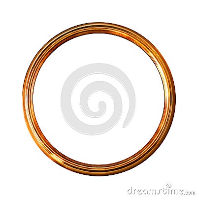 Round golden old picture frame, isolated on white Stock Photo