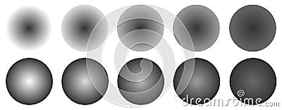 Round gradient shaped circles set, round form elements - vector Vector Illustration