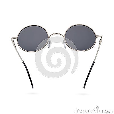 Round gray gun metal sunglasses isolated on white Stock Photo