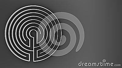 Round gray labyrinth maze game with entry and exit, find the way concept, background idea with copy Stock Photo