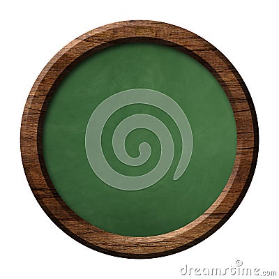 Round green blackboard with dark wooden frame Stock Photo