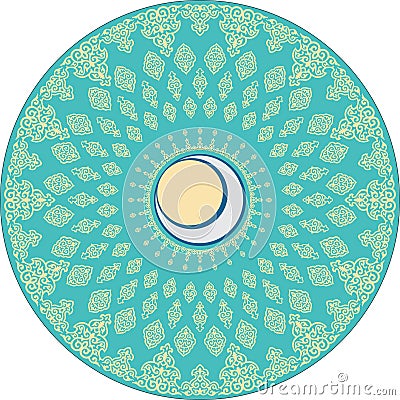 Round Islamic motif with crescent ornaments Stock Photo