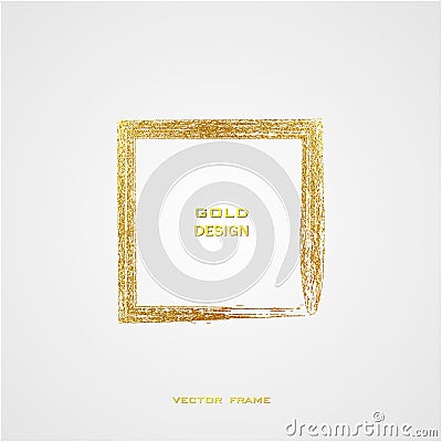 Round grunge golden frame on on transparent background. Circle luxury vintage border, Vector Illustration