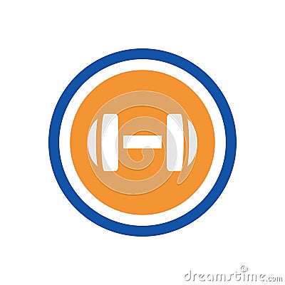 Round gym icon template, dumbell symbol vector illustration Vector Illustration