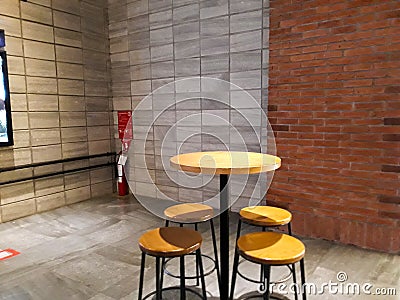 Round hair and table with abstract backgrund. Editorial Stock Photo