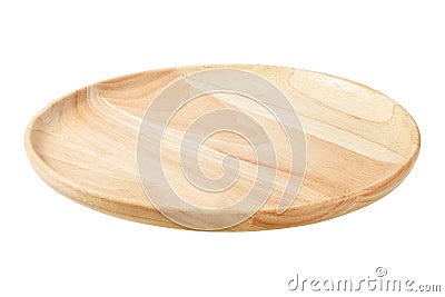 Round hand craft wooden saucer Stock Photo