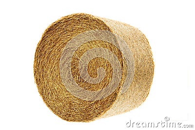 Round hay bale isolated on a white Stock Photo