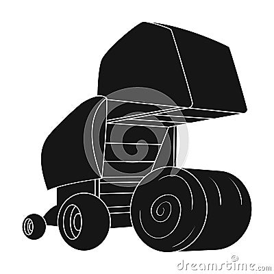 Round hay bales. Modern agricultural machinery for of hay and rolling circles.Agricultural Machinery single icon i Vector Illustration