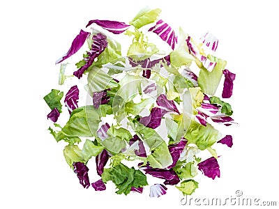 Round heap of salad leaves top view Stock Photo