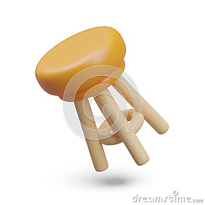 Round high stool falls. Bar stool without back. Kitchen, bar furniture Vector Illustration