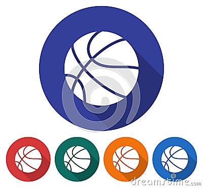 Round icon of basketball Vector Illustration