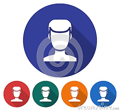 Round icon of male user picture Vector Illustration