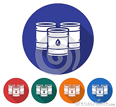 Round icon of oil barrels Vector Illustration