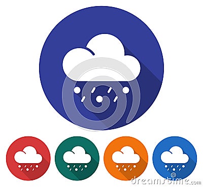 Round icon of rain with hail Vector Illustration