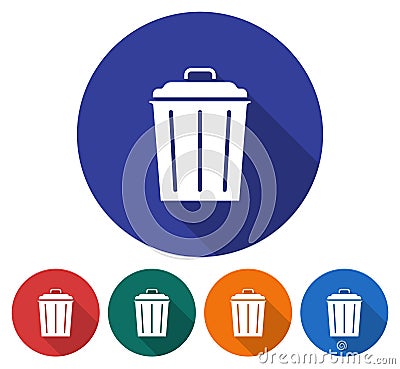 Round icon of refuse bin Vector Illustration